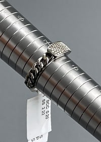 Modern Designer 53 SCC 0.20 ctw Diamonds Oxidized Sterling Silver Chain Link Ring Size 7