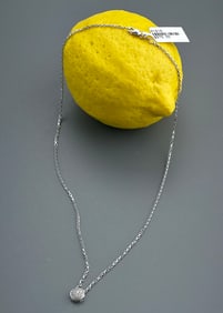 18K White Gold Chain Necklace with a Round Diamond Set Pendant with .17 ct Diamonds