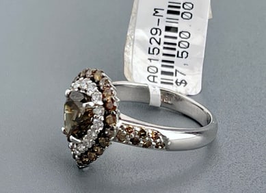 18K White Gold 1.90 ct VS/F Champagne Diamonds Ring
