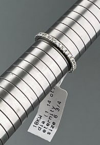 18K White Gold 1.14 ctw Diamond Eternity Band Size 6 3/4