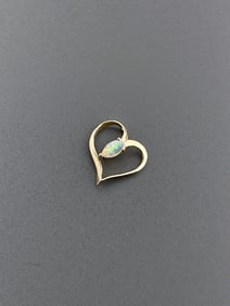Opal 14K Gold Heart Pendant