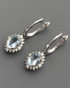 14K White Gold Dimond Tested Dangling Drop Earring