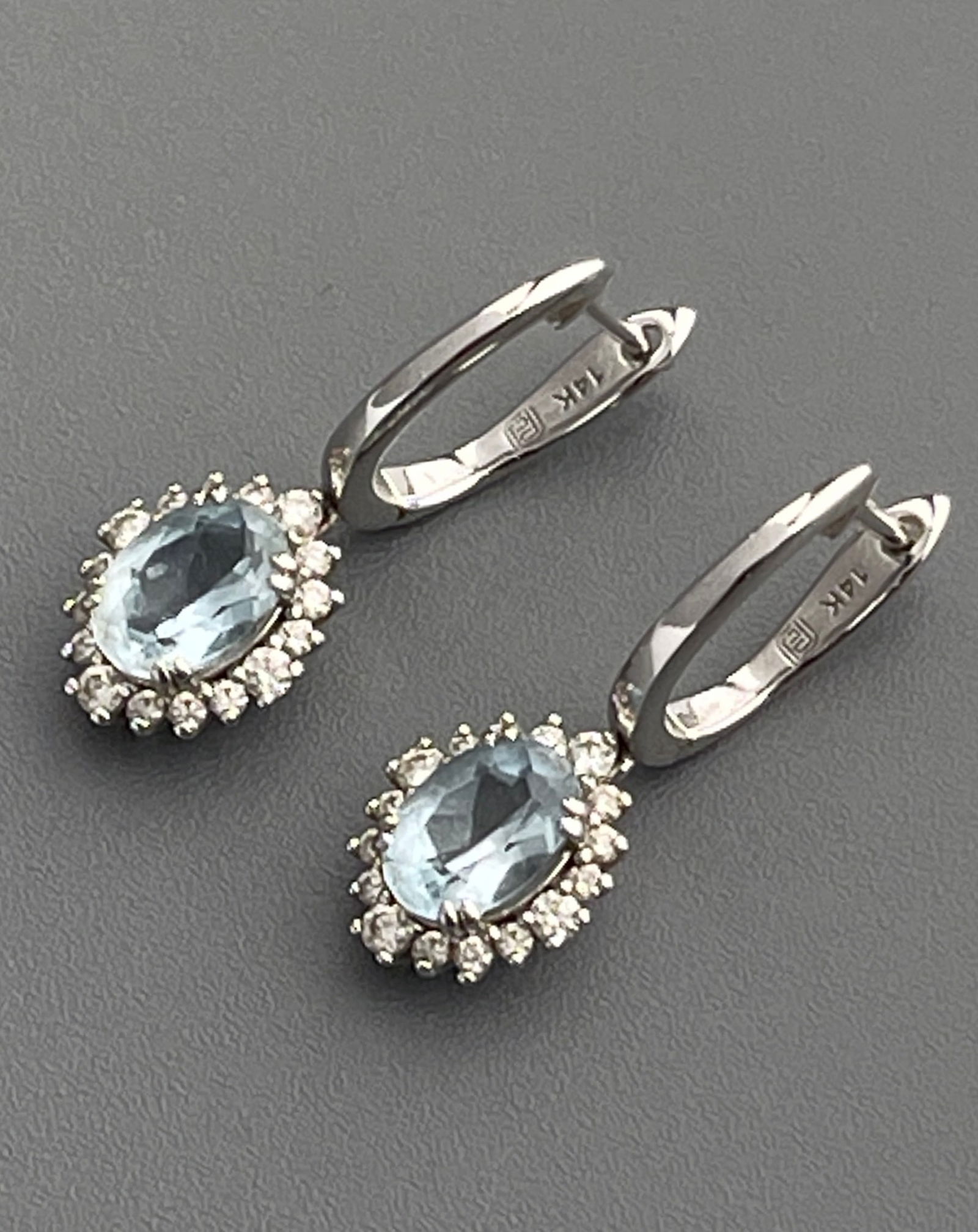 14K White Gold Dimond Tested Dangling Drop Earring (1 of 6)