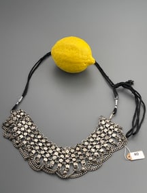 Oxidized Tribal Mesh Collar Necklace or Bracelet made into the Necklace Vintage Ethnic Jewelry