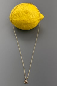 14K Gold Chain with Jeweled Flower Pendant