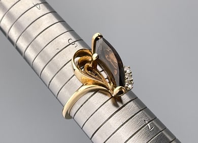 Vintage Mid Century Modern 14K Gold Jeweled Ring