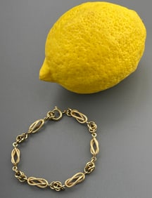 Italian 18K Gold Jewelry Elaborated Open Cage Bracelet Marked with 750 Italian Standard Gold Purity