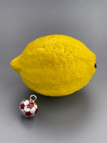 1990 FIFA World Cup Silver Enamel Italian Football Soccer Ball Charm Pendant Souvenir from Italy