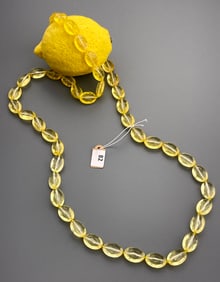 Yellow Amber Faceted Beads Eternity Loop Necklace
