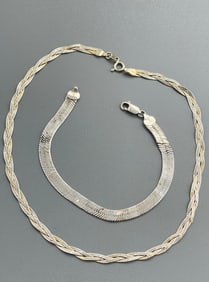 Braided Italian Sterling Silver Necklace together with Italian 925 Sterling Silver Bracelet
