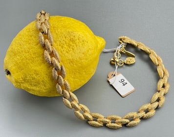 Monet Gold Plated Textured Necklace Vintage Mid Century Costume Jewelry