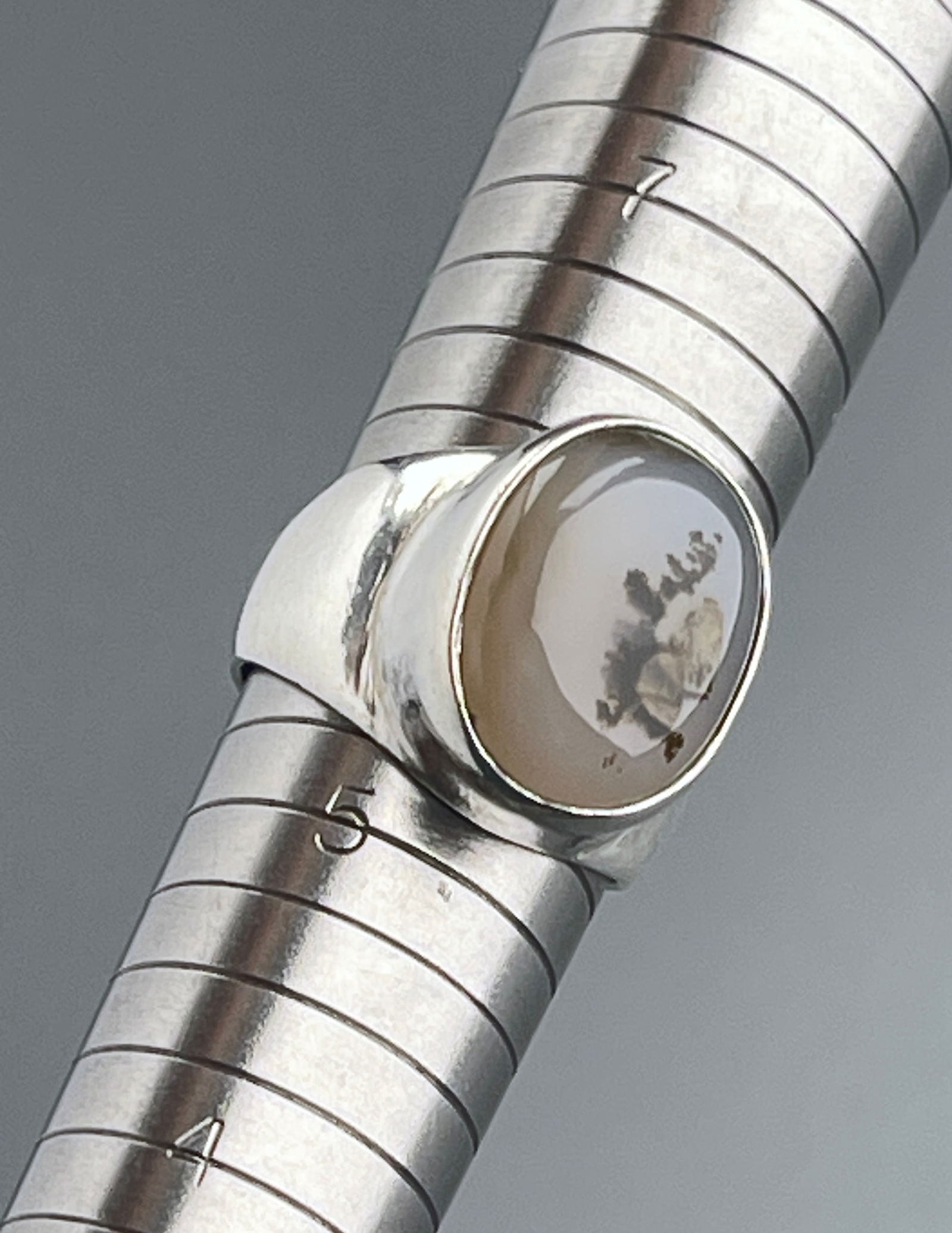 Nepalese Moss Agate Sterling Silver Ring Marked 925 Size 6 1/4 (1 of 4)