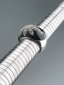 Sterling Silver Marcasite Starburst Domed Ring Size 6