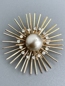 Starburst Brooch Vintage Mid Century Costume Jewelry