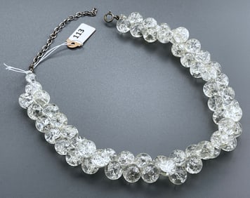 Crackled Round Crystal Beads Vintage Necklace