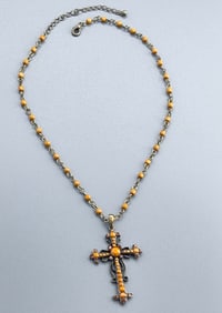 Jeweled Cross Pendant Necklace