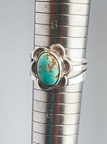 Vintage Native American Turquoise Silver Ring Appears to be Unmarked Purchase in 1960-s