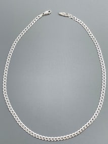 Italian Sterling Silver Flat Link Chain Hallmarked 925