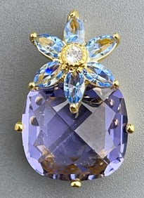 Sparkly Faceted Jeweled Pendant Marked NM Thailand