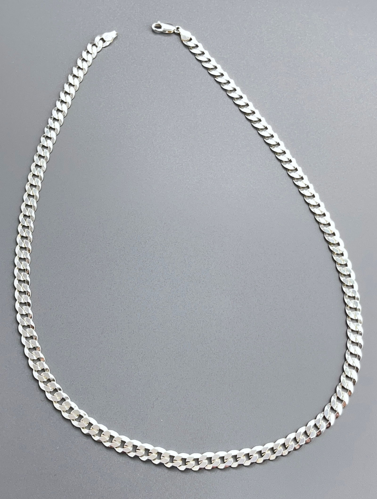 Italian Polished Flat Link Sterling Silver Neck Chain Necklace Marked 925 Italy (1 of 4)