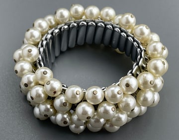 Faux Pearl Adjustable Band Bracelet