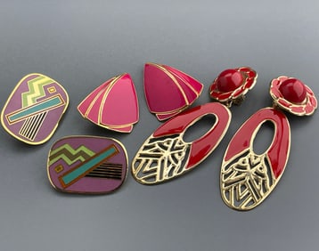 Vintage 1970-s Fashion Enamel IZU Laurel Burch Bot Lot of 3 Pairs