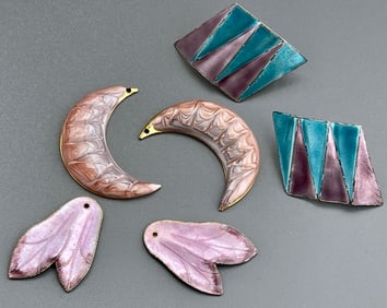 Vintage Enameled Earrings together with Enamel Metal Earrings Parts