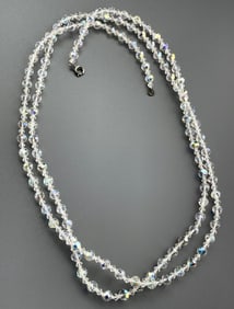 Long Sparkly Faceted Bead Crystal Necklace