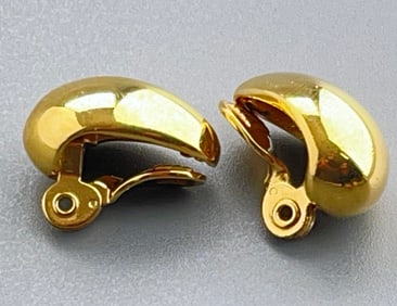 Monet Domed Gold Tone Clip Earrings