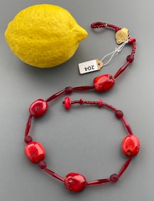 Unique Designer Jewelry Scarlet Red Glass Stone Custom Made Necklace