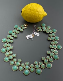 Opaliscent Green Crystal Costume Jewelry Necklace