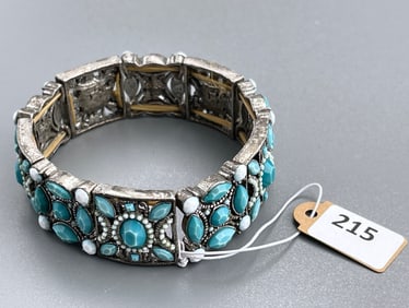 Blue Beaded Cuff Bracelet