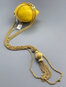 Vintage Trifari Tassel Pendant Gold Tone Chain Necklace