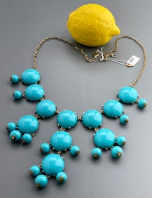 Chunky Blue Cabochoon Costume Jewelry Necklace