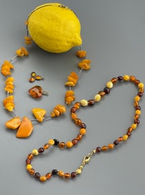Collection of 2 Amber Necklaces and 2 Pendants