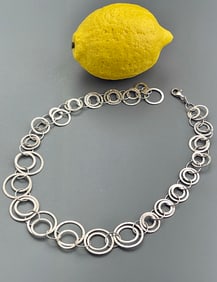 Milor Italy 925 Sterling Silver Modern Designer Hoop Necklace