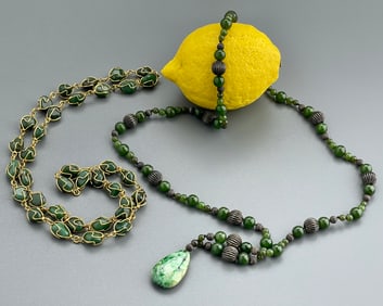 Green Jade Stone Tear Drop Pendant Necklace together with other Green Stone Wire Wrap Necklace