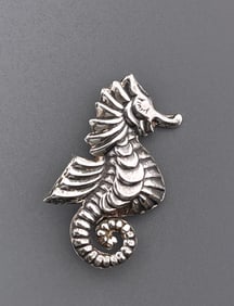 Mexican Sterling Silver Seahorse Pin Brooch