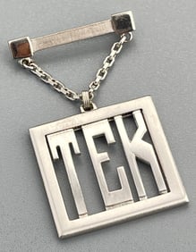 Art Deco Monocraft TEK Monogram Pendant Bar Pin Brooch c 1930s