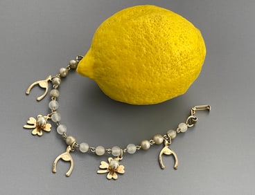 Vintage Clover Leaf Lucky Charm Bracelet