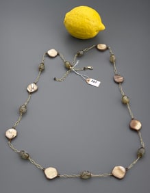 Costume Jewelry Necklace with Carved Beads