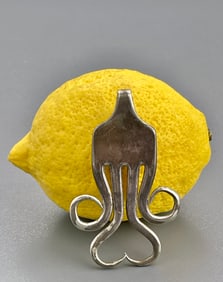 Hippie Era Abstract Curved Fork Folk Art Pendant