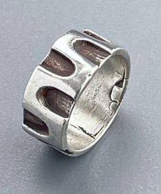 Vintage Brutalist Sterling Silver Ring Mid Century Jewelry