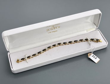 Gold Plated 925 Sterling Silver Diamond Tested Jeweled Tennis Bracelet