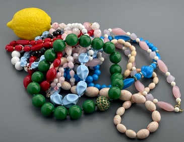 Lot of Mid Century Plastic Bead Necklaces