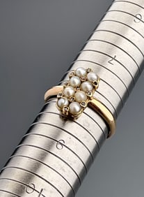 Victorian Gold Pearl and Diamond Ring