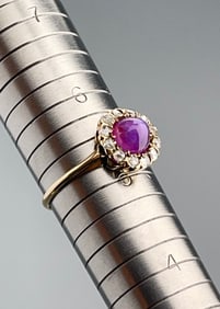 Antique Rose Cut Diamonds Amethyst Cabochon Ring