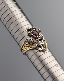 Ornate Victorian Style Pierced Jeweled Ring