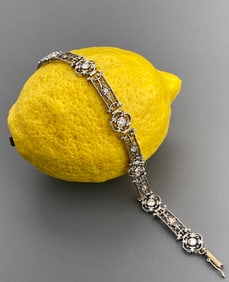 Antique Diamond Platinum Filigree Bracelet