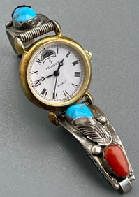 Carmelita Simplicio Zuni Sterling Silver Turquoise Coral Native American Artisan Silver Parts on